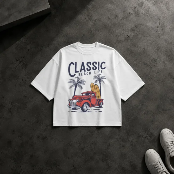 تیشرت باکسی وانت کلاسیک طرح Classic Beach Life کد 15026