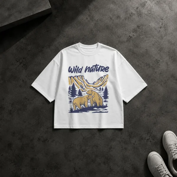 تیشرت باکسی خرس طرح Wild Nature کد 15037