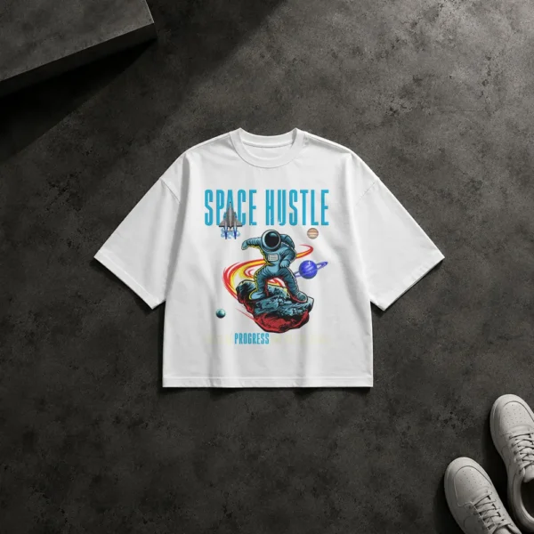تیشرت باکسی فضانورد روی شهاب‌سنگ طرح Space Hustle کد 1506