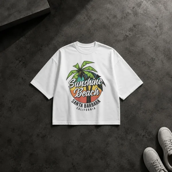 تیشرت باکسی طرح ساحلی Sunshine Beach Santa Barbara کد 15284