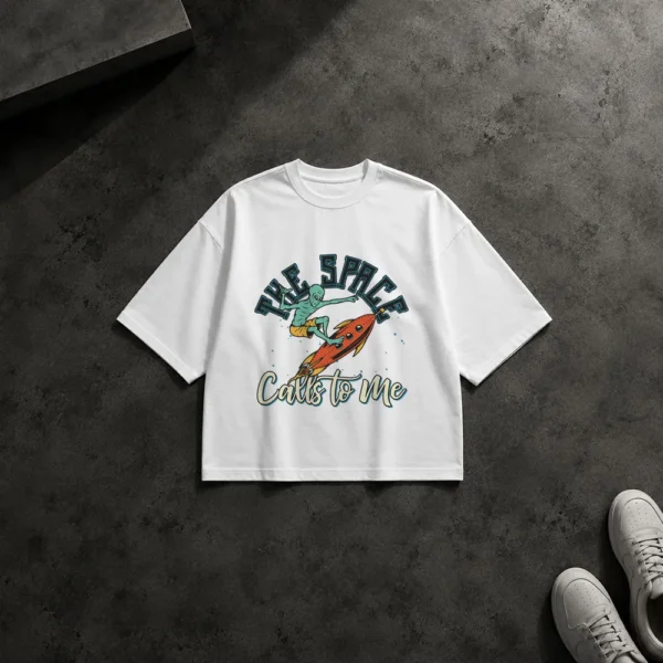 تیشرت باکسی طرح بیگانه اسکیت‌بورد The Space Calls to Me کد 15297