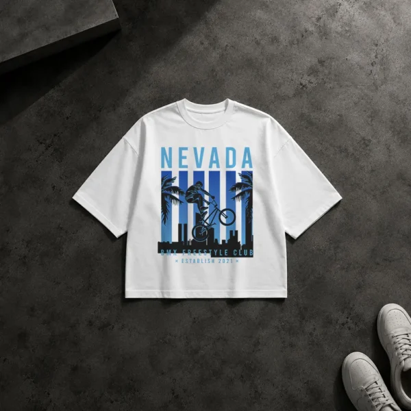 تیشرت باکسی طرح دوچرخه‌سواری Nevada BMX Freestyle کد 15402