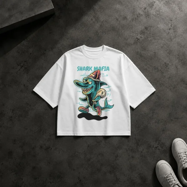 تیشرت باکسی کوسه طرح مافیا (Shark Mafia) کد 15459