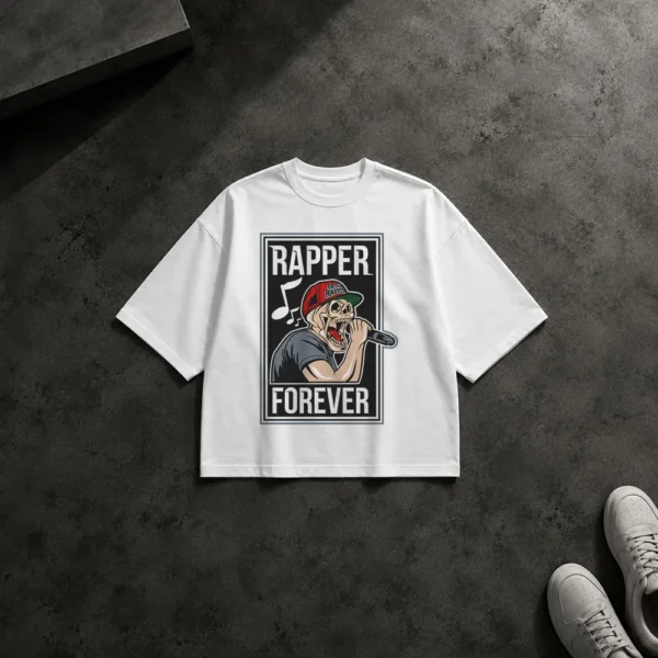 تیشرت باکسی رپر طرح میکروفون Rapper Forever کد 15528