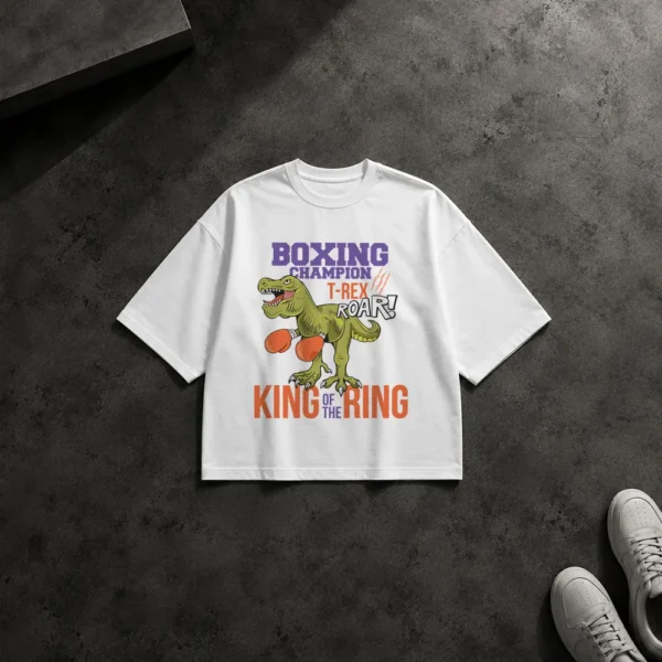 تیشرت باکسی دایناسور طرح بوکس King of the Ring کد 15669