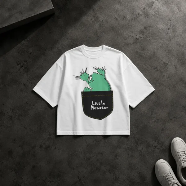 تیشرت باکسی هیولا طرح جیب Little Monster کد 15676