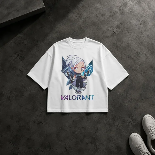 تیشرت باکسی بازی ولورانت طرح جت چیبی (Valorant Jett) کد 1578