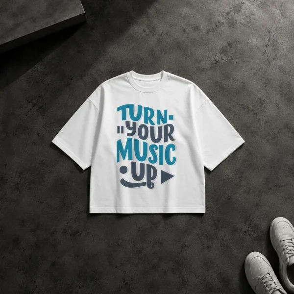 تیشرت باکسی موسیقی طرح Turn Your Music Up کد 15998