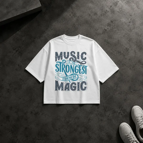 تیشرت باکسی موسیقی طرح Music Is the Strongest Form of Magic کد 16000