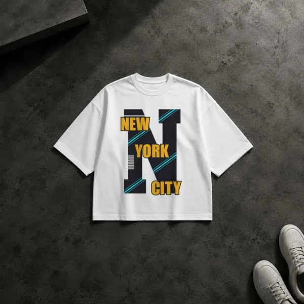 تیشرت باکسی طرح تایپوگرافی New York City حرف N کد 16042