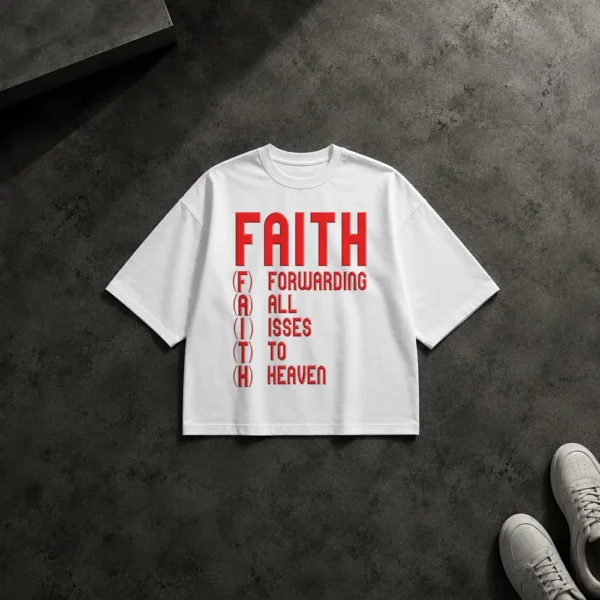 تیشرت باکسی انگیزشی طرح تایپوگرافی Faith کد 1618