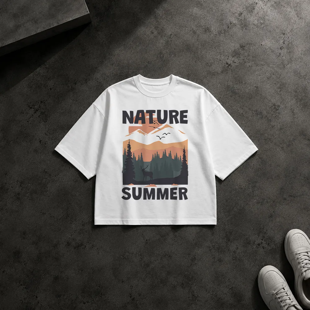 تیشرت باکسی طرح طبیعت Nature Summer کد 16452
