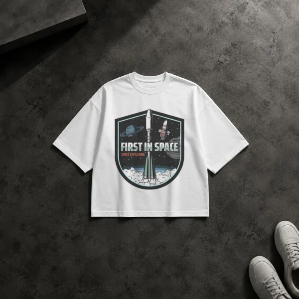 تیشرت باکسی طرح موشک First in Space کد 16465
