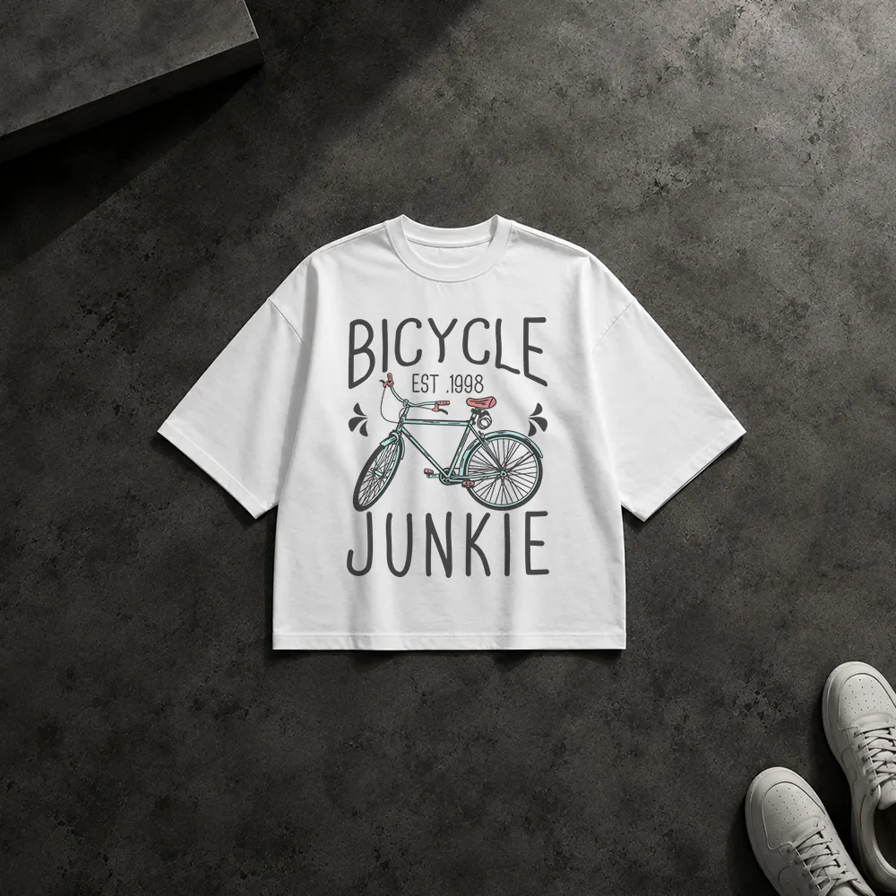 تیشرت باکسی طرح دوچرخه Bicycle Junkie کد 16531