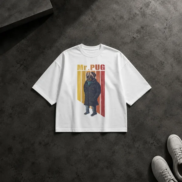 تیشرت باکسی سگ طرح پاگ کت‌وشلوار Mr. Pug کد 16661