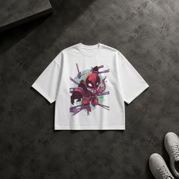 تیشرت باکسی ددپول طرح گرافیکی کارتونی (Deadpool) کد 1667