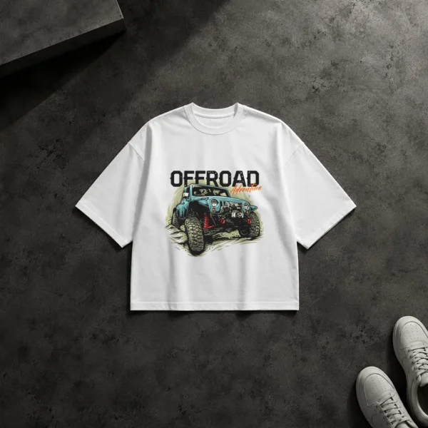 تیشرت باکسی خودرو طرح آفرود Offroad Adventure کد 16723