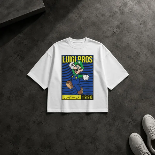 تیشرت باکسی سوپر ماریو طرح لوئیجی رترو (Luigi)