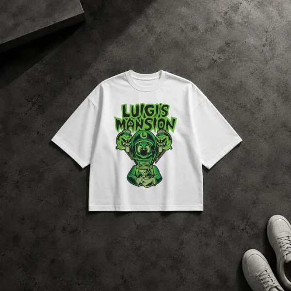 تیشرت باکسی سوپر ماریو طرح عمارت لوئیجی (Luigi’s Mansion) کد 1730