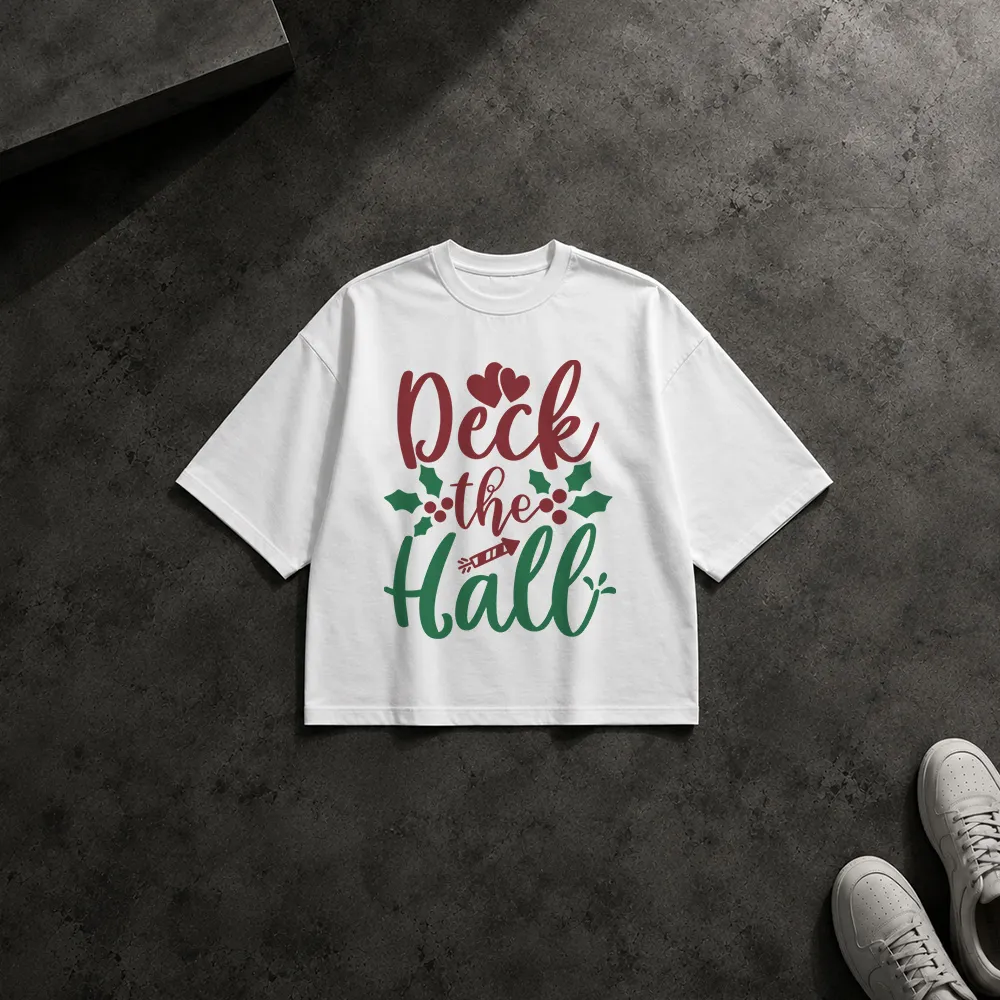 تیشرت باکسی کریسمس نوشته Deck the Halls کد 17676