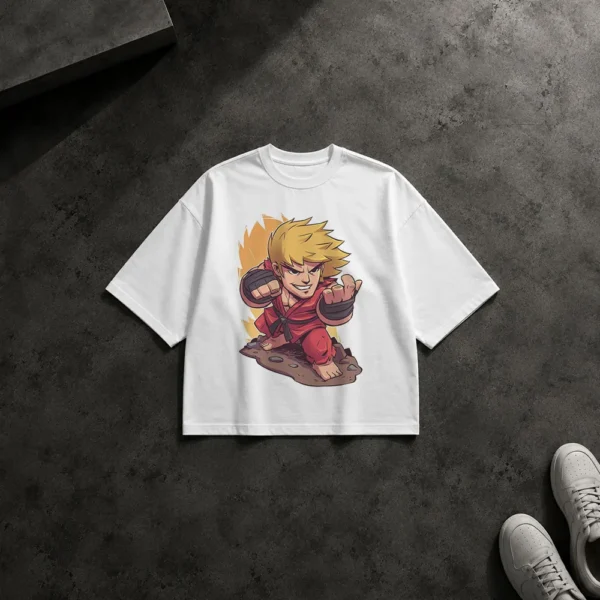 تیشرت باکسی بازی استریت فایتر طرح کن مبارز (Ken Masters)
