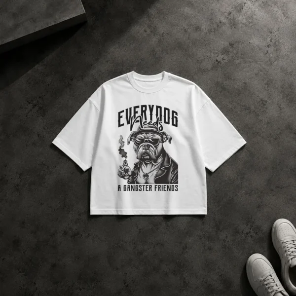 تیشرت باکسی سگ طرح Everydog Needs a Gangster Friend کد 18500
