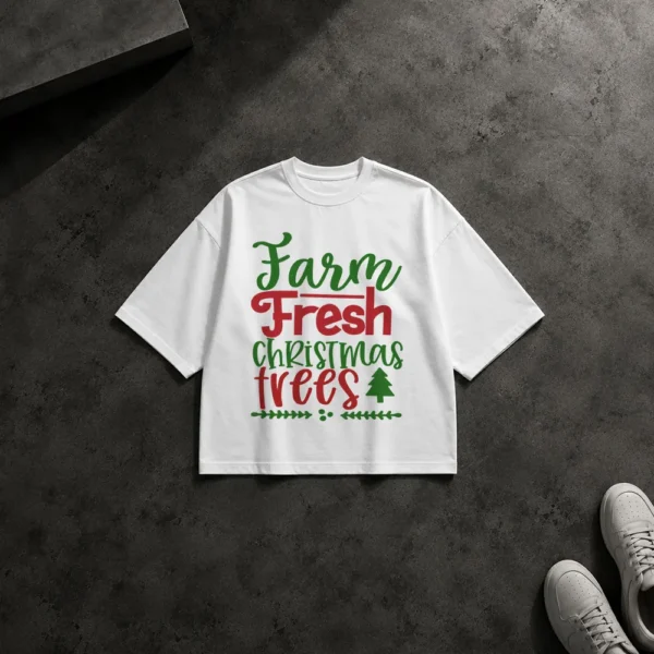 تیشرت باکسی کریسمس طرح Farm Fresh Christmas Trees کد 18615