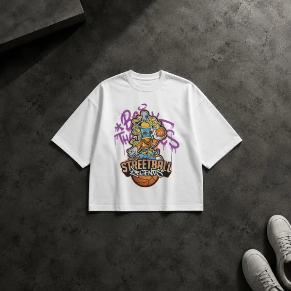 تیشرت باکسی اسپری گرافیتی بسکتبالیست طرح Streetball Legends