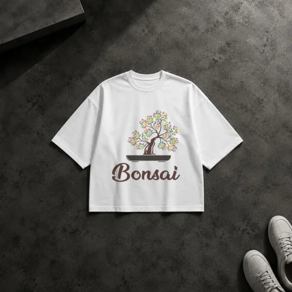 تیشرت باکسی طرح بونسای رنگارنگ Bonsai کد 19401