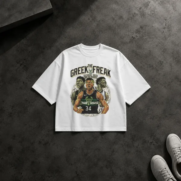 تیشرت باکسی بسکتبال طرح Greek Freak میلواکی کد 19708