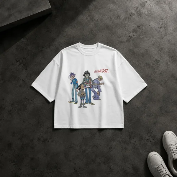 تیشرت باکسی طرح کارتونی گروه Gorillaz کد 19921