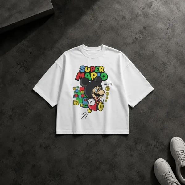 تیشرت باکسی سوپر ماریو طرح میکی (Super Mario)