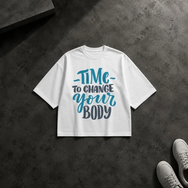 تیشرت باکسی تایپوگرافی Time To Change Your Body کد 20450