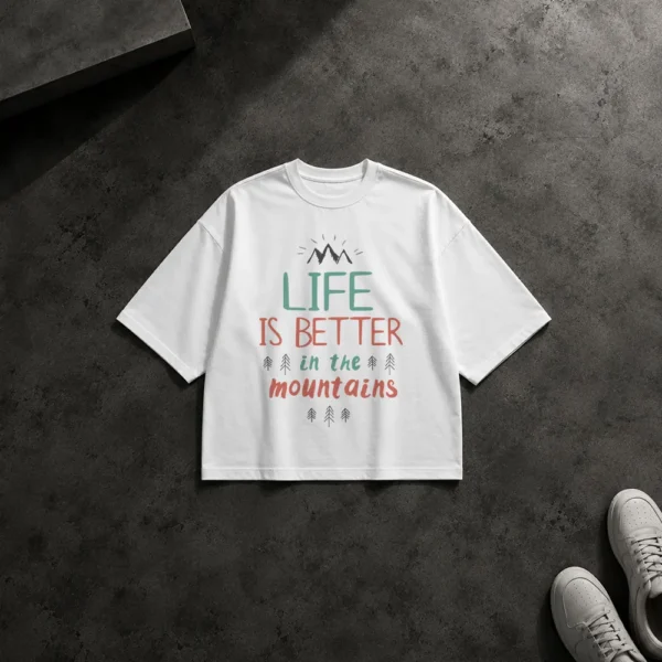 تیشرت باکسی تایپوگرافی Life Is Better In The Mountains کد 20479