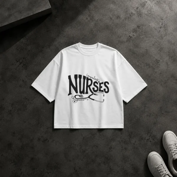 تیشرت باکسی پرستار طرح تایپوگرافی Nurses کد 20540