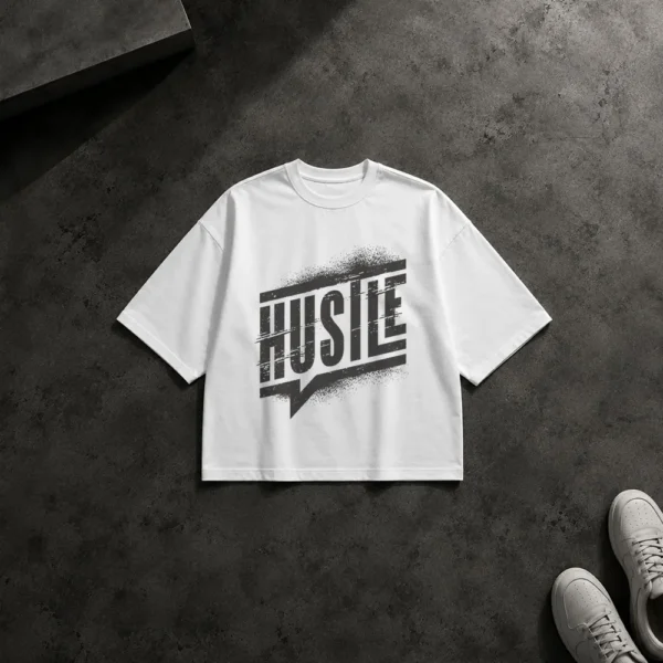 تیشرت باکسی تایپوگرافی Hustle اسپری کد 20764