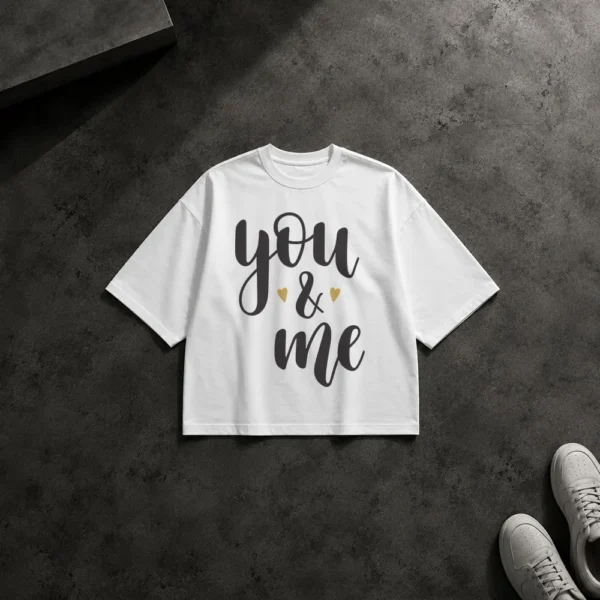تیشرت باکسی نوشته You & Me کد 20780