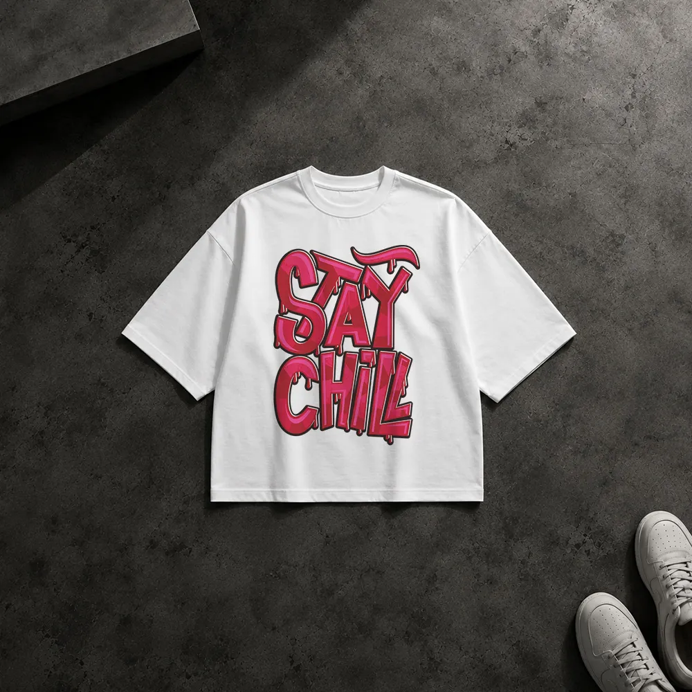 تیشرت باکسی نوشته Stay Chill کد 2125
