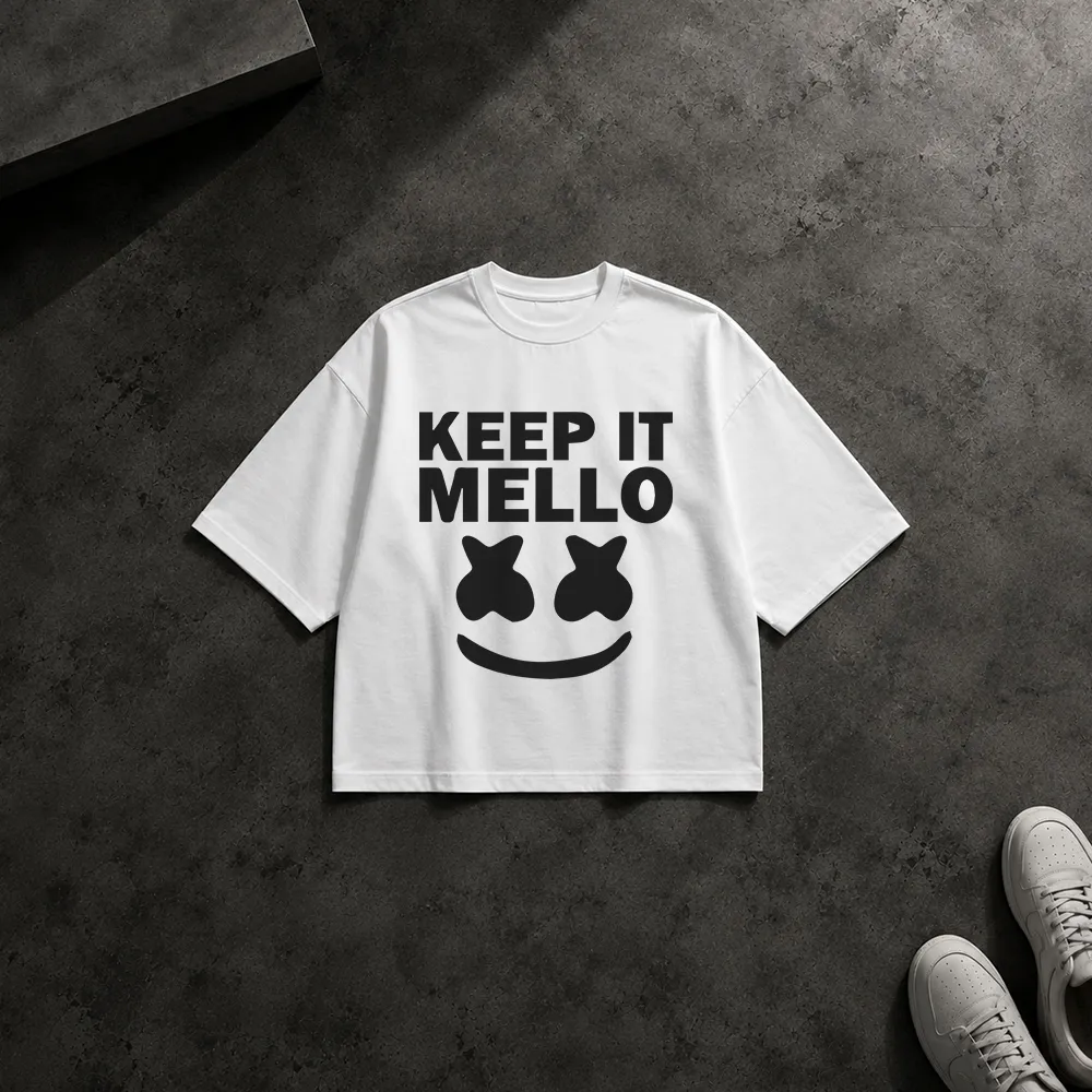 تیشرت باکسی مارشملو طرح Keep it Mello کد 2141