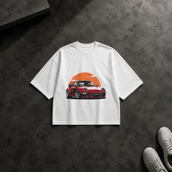 تیشرت باکسی پورشه قرمز طرح کلاسیک (Porsche) کد 21785