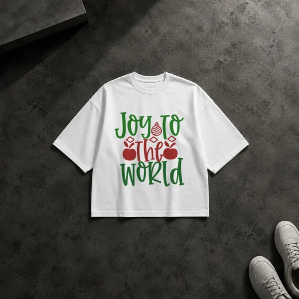 تیشرت باکسی کریسمس طرح رنگی Joy to the World کد 22272