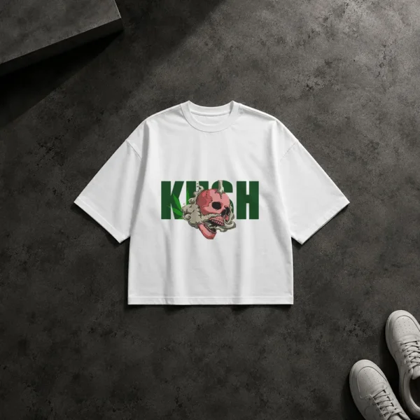 تیشرت باکسی جمجمه طرح ماری‌جوانا و تایپوگرافی Kush