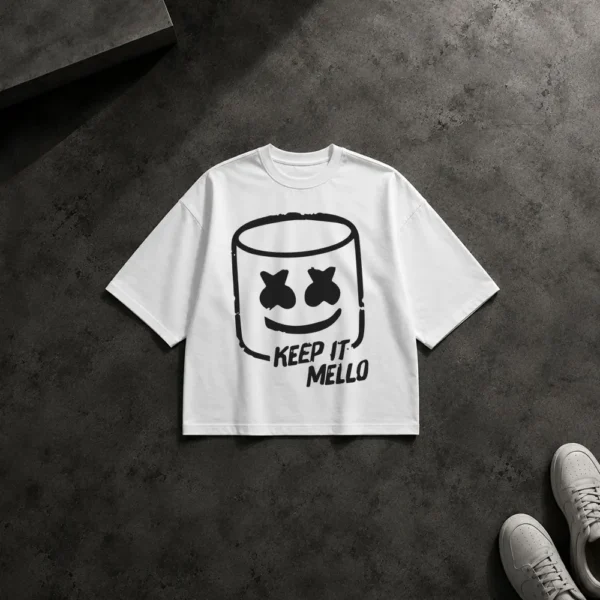 تیشرت باکسی مارشملو طرح Keep It Mello