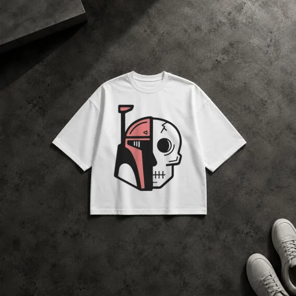 تیشرت باکسی جنگ ستارگان طرح بوبا فت و جمجمه (Boba Fett) کد 236
