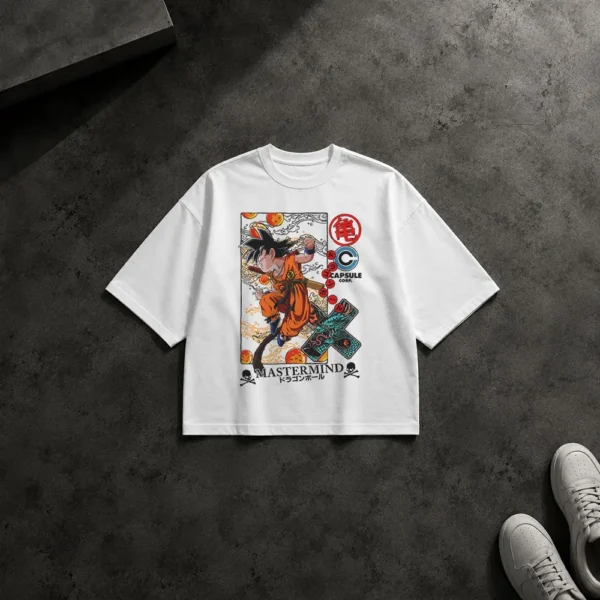 تیشرت باکسی انیمه دراگون بال طرح گوکو مبارز (Goku) کد 23630