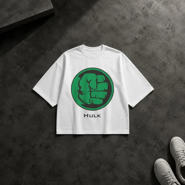 تیشرت باکسی مارول طرح لوگوی مشت هالک (Hulk)