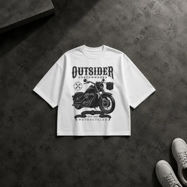 تیشرت باکسی موتور سیکلت کلاسیک طرح Outsider Customworks کد 25585