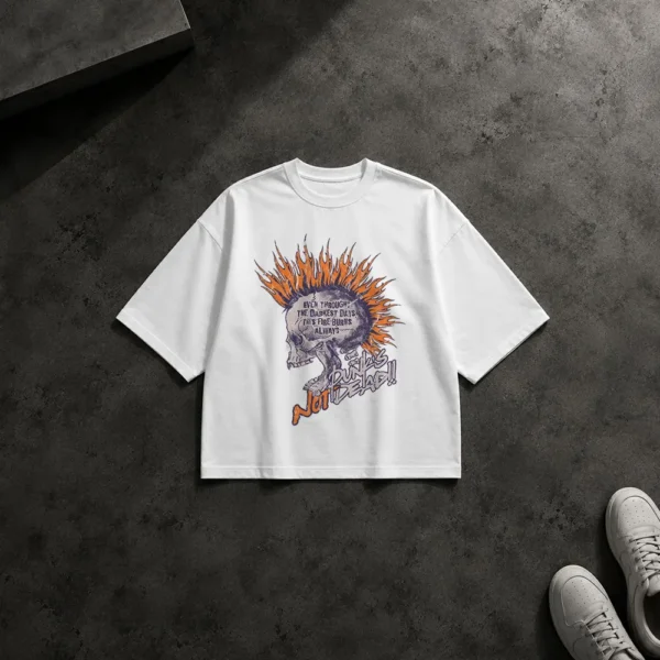 تیشرت باکسی جمجمه طرح پانک راک (Punks Not Dead)