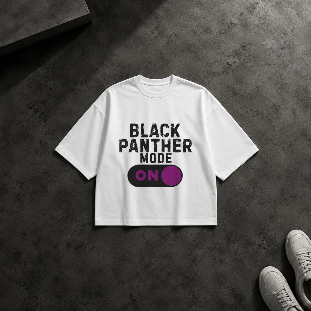 تیشرت باکسی بلک پنتر طرح Black Panther Mode On کد 2690