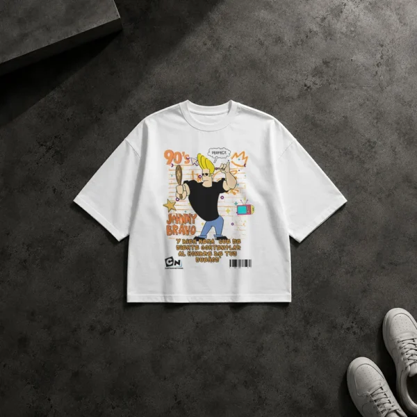تیشرت باکسی جانی براوو طرح پوستر نوستالژیک (Johnny Bravo) کد 2752